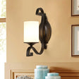 Minimalist Opal Glass Black Wall Sconce For Bedroom - 1 Head Cylinder Lamp Fixture
