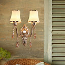 Minimalist Opal Glass Brass Wall Sconce With Crystal Accents