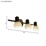 Minimalist Opal Glass Sconce Lighting - Stylish Study Room Wall Mount Lamp In Black With Linear
