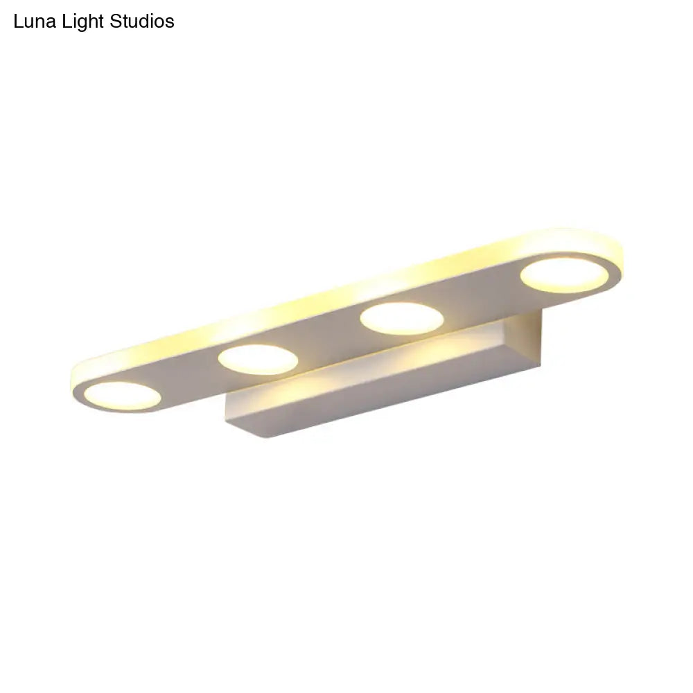 Minimalist Oval Acrylic Vanity Light With 4/6 Bulbs In Warm/White - 15/23 Length And White Finish