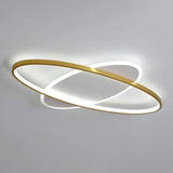 Minimalist Oval Gold Flush Mount Led Ceiling Light Fixture / White 18