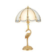 Minimalist Peacock Feather Beveled Glass Table Lamp In Brass 1-Light Living Room Nightstand Lighting