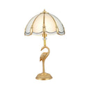 Minimalist Peacock Feather Beveled Glass Table Lamp In Brass 1-Light Living Room Nightstand Lighting