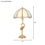 Minimalist Peacock Feather Beveled Glass Table Lamp In Brass 1-Light Living Room Nightstand Lighting