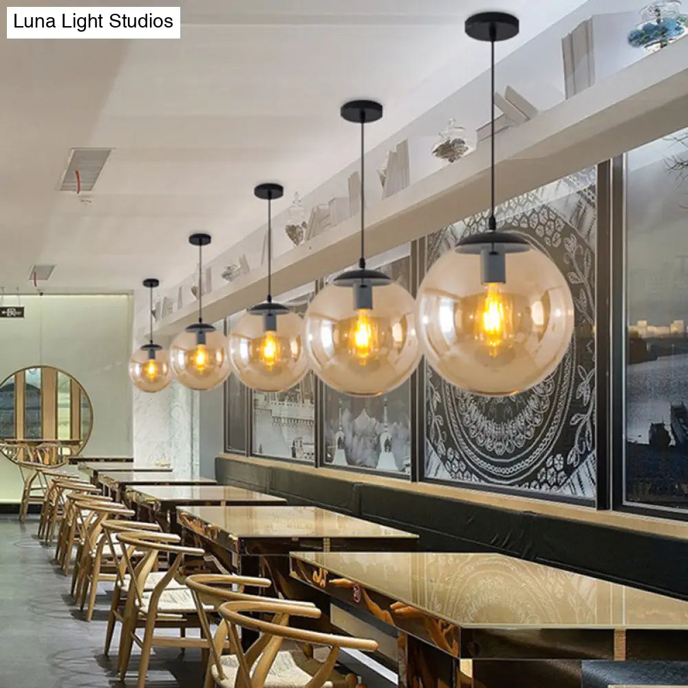 Minimalist Pendant Ceiling Light With Orb Glass Shade - Ideal Restaurant Lighting Fixture
