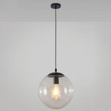 Minimalist Pendant Ceiling Light With Orb Glass Shade - Ideal Restaurant Lighting Fixture Black / 12