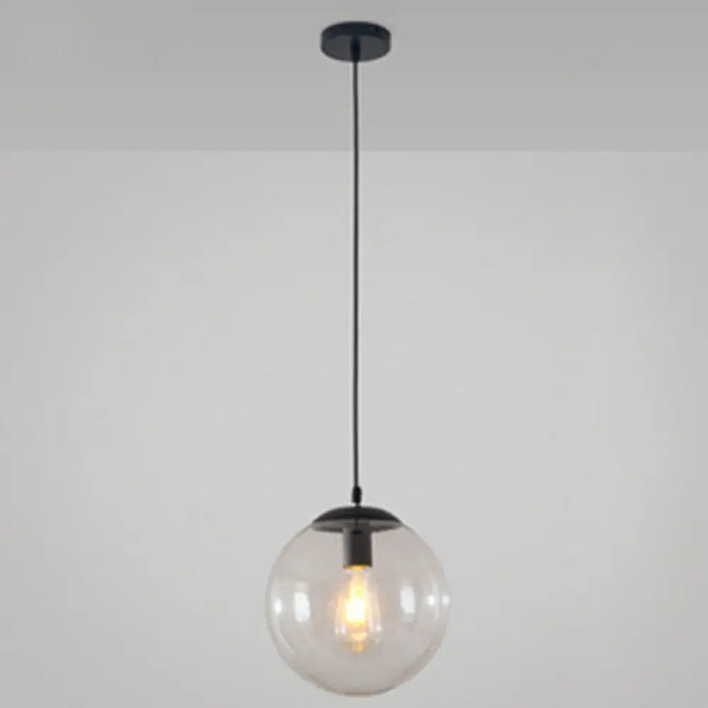 Minimalist Pendant Ceiling Light With Orb Glass Shade - Ideal Restaurant Lighting Fixture Black / 8