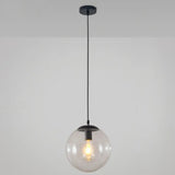 Minimalist Pendant Ceiling Light With Orb Glass Shade - Ideal Restaurant Lighting Fixture Black / 8