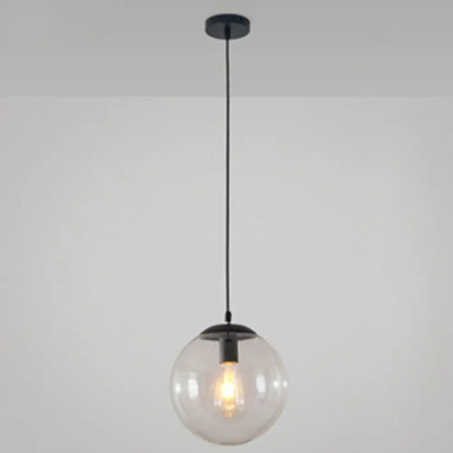 Minimalist Pendant Ceiling Light With Orb Glass Shade - Ideal Restaurant Lighting Fixture Black / 8