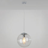 Minimalist Pendant Ceiling Light With Orb Glass Shade - Ideal Restaurant Lighting Fixture Silver /