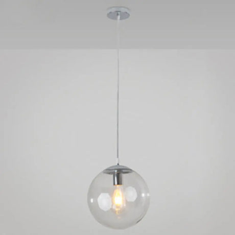 Minimalist Pendant Ceiling Light With Orb Glass Shade - Ideal Restaurant Lighting Fixture Silver / 8