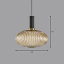 Minimalist Pendulum Light Fixture - Ribbed Glass Bottle Shaped Design 1-Light Dining Room Hanging