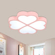 Minimalist Pink Led Ceiling Mount Flush Lamp For Nursery - Clover Light Fixture