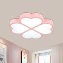 Minimalist Pink Led Ceiling Mount Flush Lamp For Nursery - Clover Light Fixture