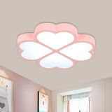Minimalist Pink Led Ceiling Mount Flush Lamp For Nursery - Clover Light Fixture