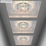 Minimalist Prismatic Optical Crystal Led Round Ceiling Flush Mount Light Fixture
