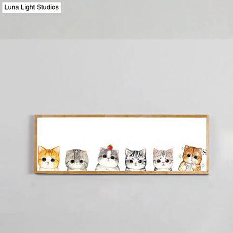 Minimalist Rectangle Cat Silhouette Led Wall Light Fixture - Metallic Finish