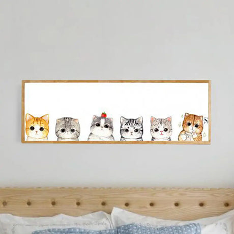 Minimalist Rectangle Cat Silhouette Led Wall Light Fixture - Metallic Finish Wood