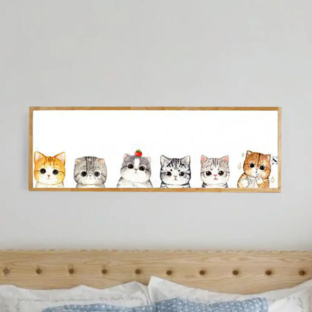 Minimalist Rectangle Cat Silhouette Led Wall Light Fixture - Metallic Finish Wood