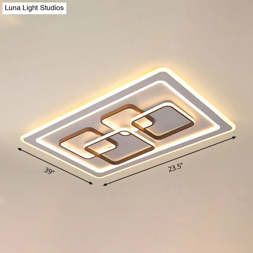 Minimalist Rectangle Led Ceiling Light: Acrylic Flush Mount For Living Room