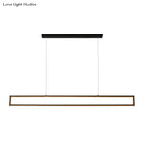 Minimalist Rectangular Metal Led Pendant Lamp For Dining Room: White/Warm Light 39/47 Long