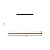 Minimalist Rectangular Metal Led Pendant Lamp For Dining Room: White/Warm Light 39/47 Long