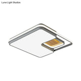 Minimalist Rectangular/Square Led Flushmount Ceiling Light In Grey/Black With Warm/White