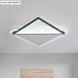 Minimalist Rhombus Flushmount Led Ceiling Light In Black - White 16.5’/20.5’ Wide