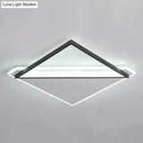 Minimalist Rhombus Flushmount Led Ceiling Light In Black - White 16.5’/20.5’ Wide