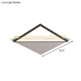 Minimalist Rhombus Flushmount Led Ceiling Light In Black - White 16.5’/20.5’ Wide