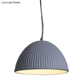 Minimalist Ribbed Pendant Light For Dining Room - Resin Hanging Lighting Fixture