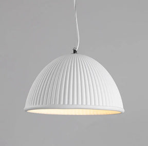 Minimalist Ribbed Pendant Light For Dining Room - Resin Hanging Lighting Fixture White / 12.5