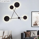 Minimalist Round Acrylic Led Wall Light With 4 Warm/White Lights - Black Sconce