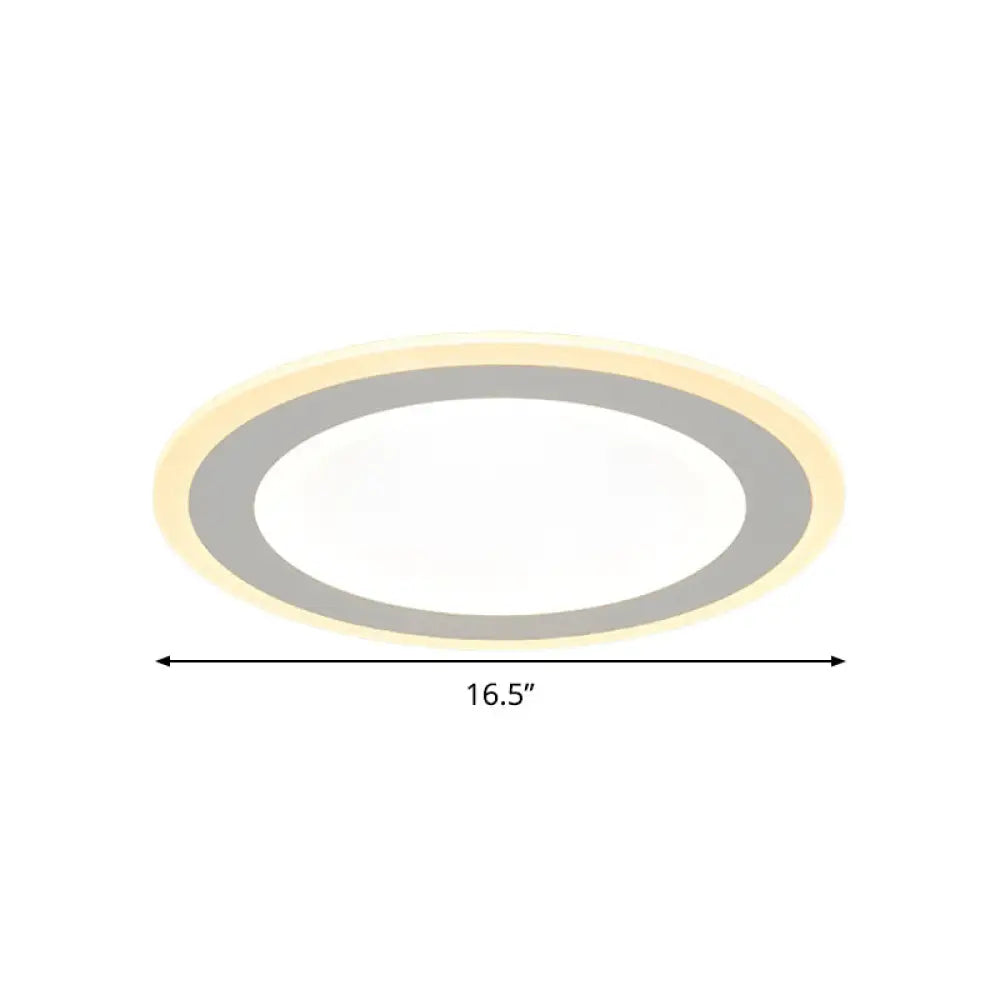 Minimalist Round Flush Mount Led Ceiling Light - Super Thin White Acrylic Warm/White 16/20.5