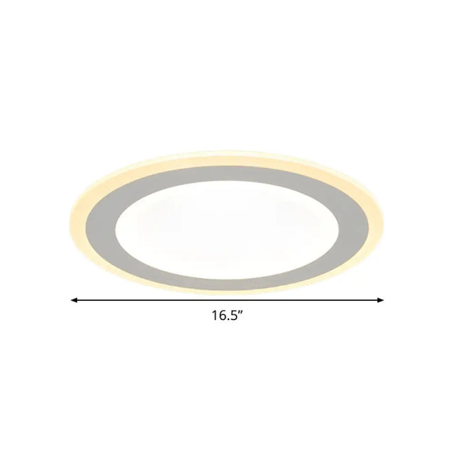 Minimalist Round Flush Mount Led Ceiling Light - Super Thin White Acrylic Warm/White 16/20.5