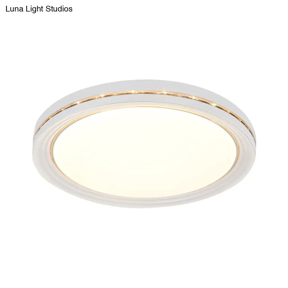 Minimalist Round Led Acrylic Ceiling Light Fixture - White Flush Mount Lighting For Parlor