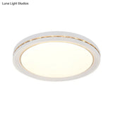 Minimalist Round Led Acrylic Ceiling Light Fixture - White Flush Mount Lighting For Parlor