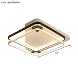 Minimalist Silica Gel Led Ceiling Lamp With Dual Square Ring Design In Warm/White Light -