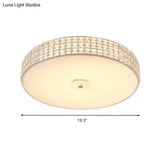 Minimalist Silver K9 Crystal Drum Flush Mount Led Ceiling Light - Perfect For Bedroom