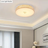 Minimalist Silver K9 Crystal Drum Flush Mount Led Ceiling Light - Perfect For Bedroom