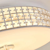 Minimalist Silver K9 Crystal Drum Flush Mount Led Ceiling Light - Perfect For Bedroom 12/16/19.5