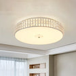 Minimalist Silver K9 Crystal Drum Flush Mount Led Ceiling Light - Perfect For Bedroom