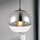Minimalist Silver Sphere Pendant Lamp - Transparent Glass Hanging Light For Bedroom (6/8/12 Wide)