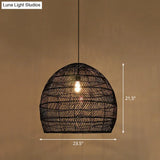 Minimalist Single-Bulb Hanging Lamp With Rattan Shade | Restaurant Ceiling Light