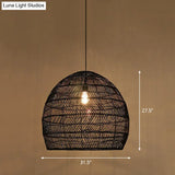Minimalist Single-Bulb Hanging Lamp With Rattan Shade | Restaurant Ceiling Light