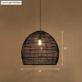 Minimalist Single-Bulb Hanging Lamp With Rattan Shade | Restaurant Ceiling Light