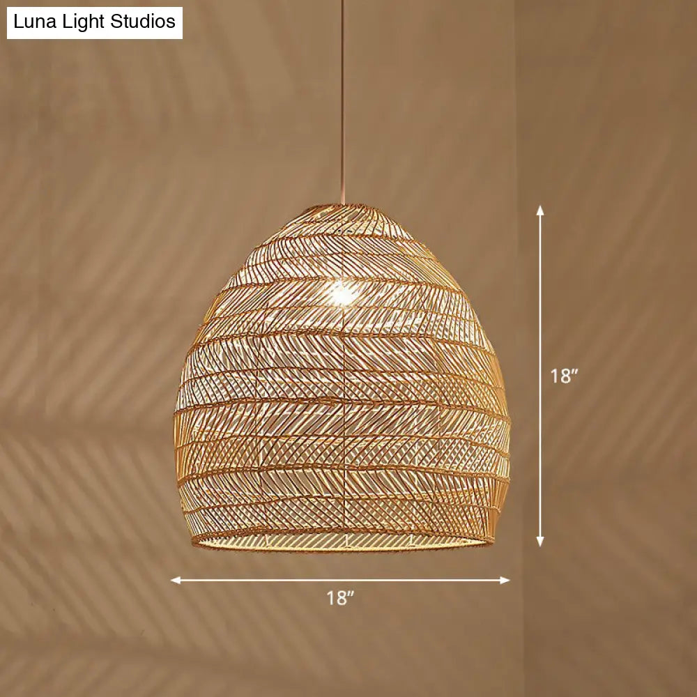 Minimalist Single-Bulb Hanging Lamp With Rattan Shade | Restaurant Ceiling Light