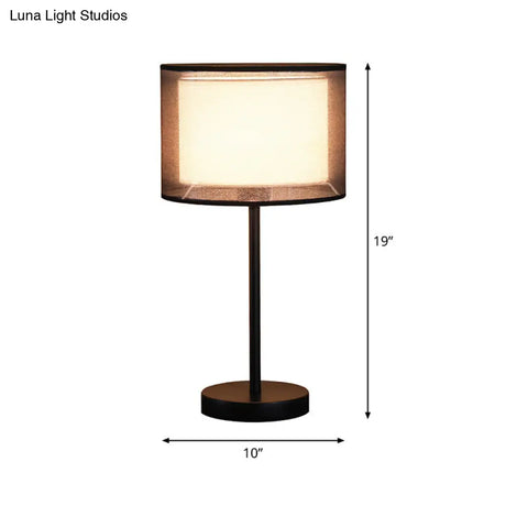 Minimalist Single-Bulb Table Lamp With Drum Shade Stylish Fabric Lighting For Living Room Nightstand