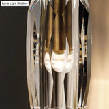 Minimalist Single Light Brass Wall Mounted Sconce Lamp With Clear Crystal Facets