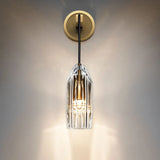 Minimalist Single Light Brass Wall Mounted Sconce Lamp With Clear Crystal Facets